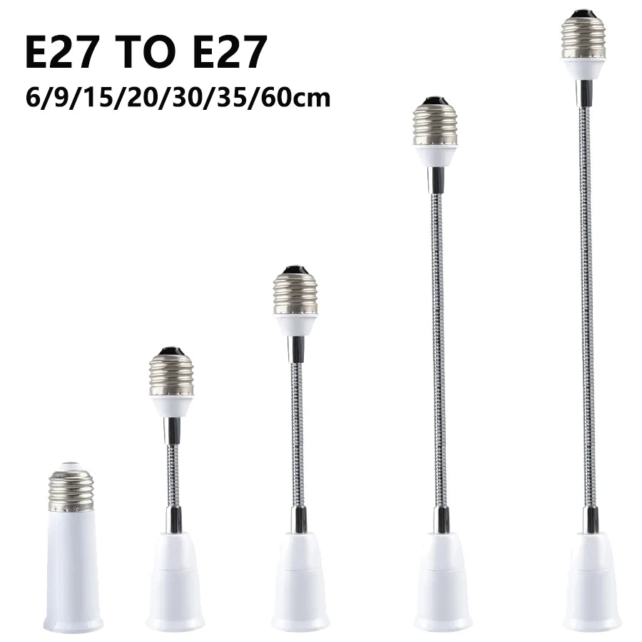 adaptateur culot E27 flexible blanc moderne 6cm 9cm 15cm 20cm 30cm 35cm 60cm
