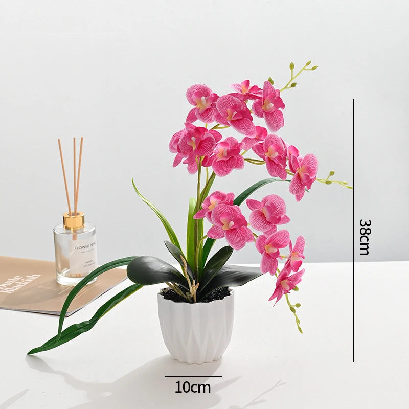 décoration intérieure orchidées artificielles fleurs feuilles synthétiques moderne blanc rose violet jaune