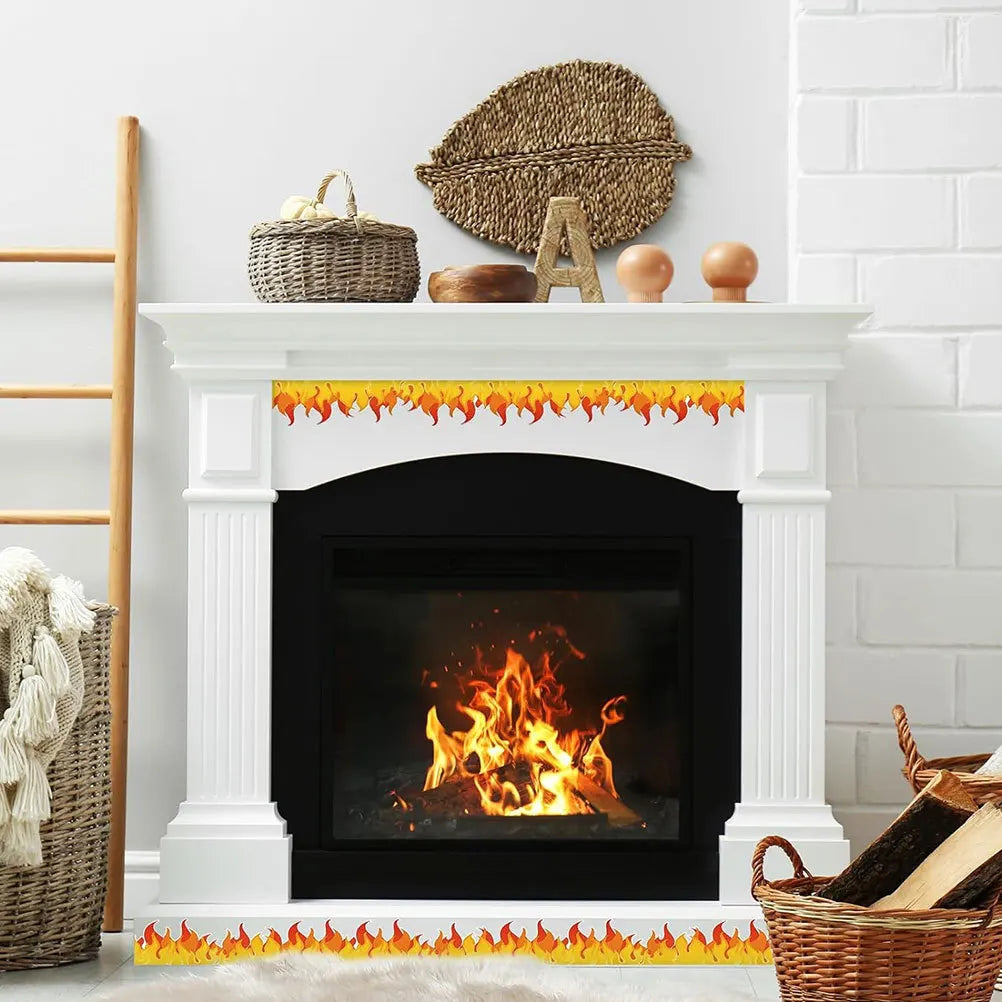 ruban autocollant flame moderne jaune rouge blanc classe décoration bordure tableaurollable