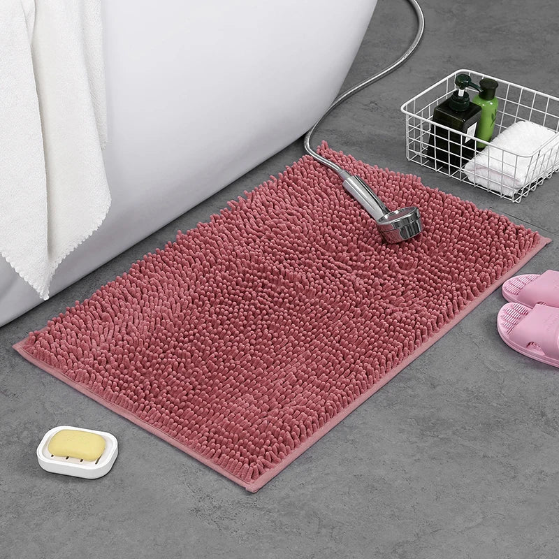 tapis bain polyester antidérapant gris vert bleu moderne bouclé 40x60cm cuisine salle bain prière