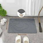 tapis bain moderne 60x40cm gris foncé vert blanc motifs ondulés relief absorbant