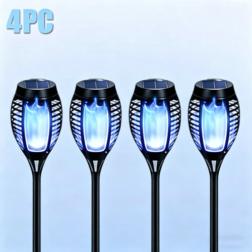torche solaire effet flamme vacillante piquet jardin extérieur décoration terrasse extérieur solaire noir