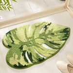 tapis feuille tropicale doux vert blanc moderne antidérapant absorbant eau