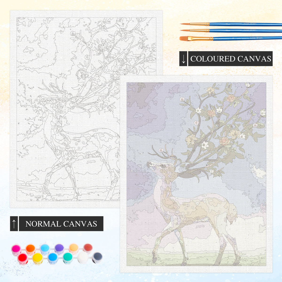 grande toile peinture paysage nocturne arbre fleurs bleu noir blanc décoration murale moderne