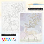 grande toile peinture paysage nocturne arbre fleurs bleu noir blanc décoration murale moderne