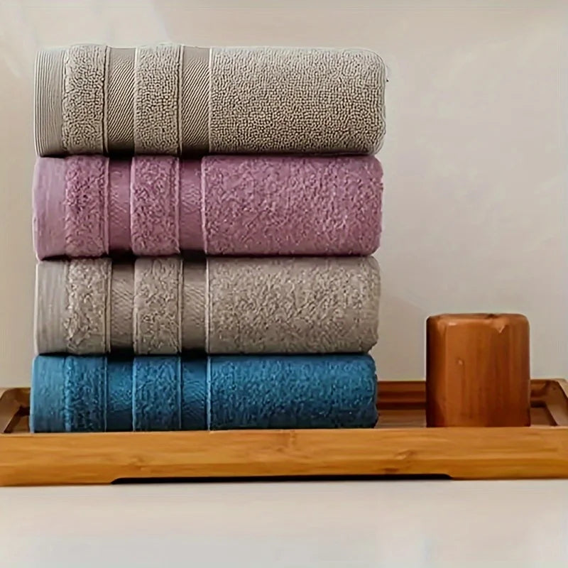 serviettes faciales absorbantes fibres bambou bleu violet beige rayures horizontales moderne
