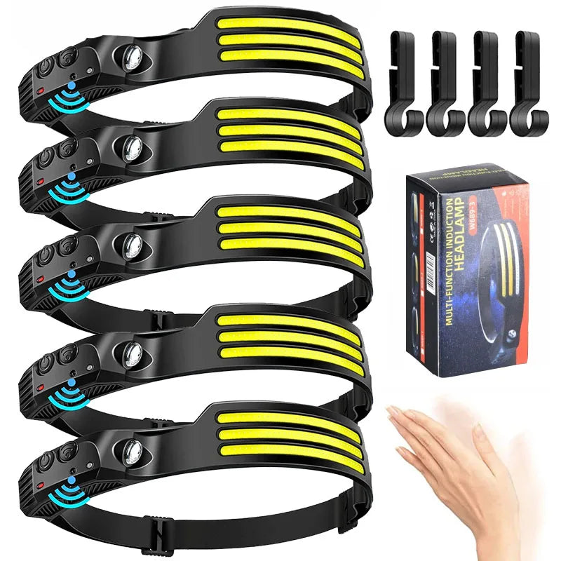 lampe frontale led rechargeable usb modes éclairage nuit camping course pêche boucle ajustable moderne