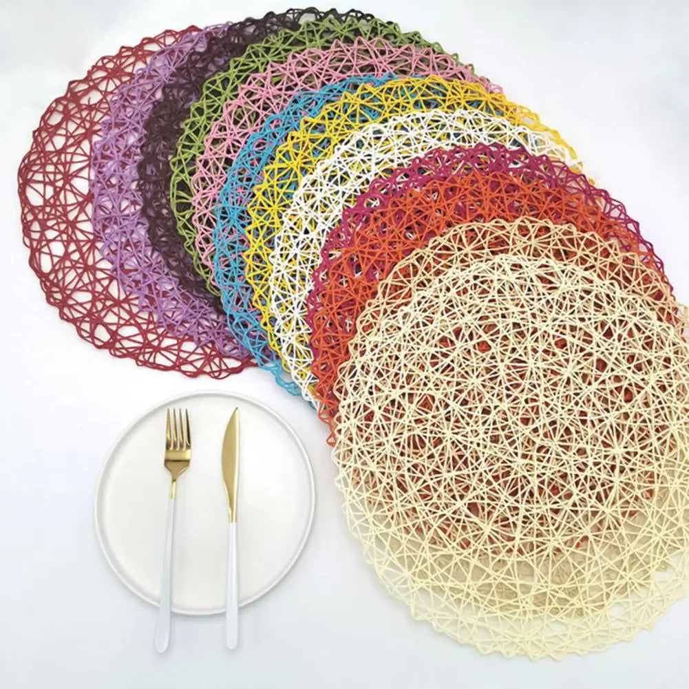 placemats tissés modernes beige rouge marron rose clair géométriques 38cm
