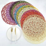 placemats tissés modernes beige rouge marron rose clair géométriques 38cm