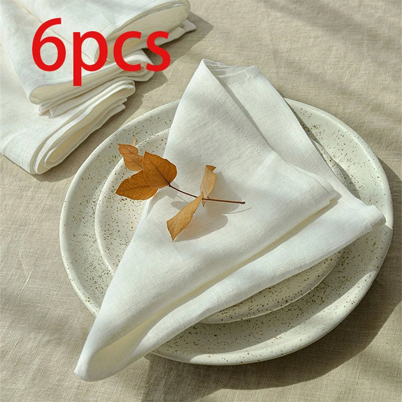serviettes blancs minimaliste texture rugueuse ensemble 6pcs 12pcs 24pcs restaurant mariage