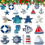 décorations murales thème marin océan étoiles mer bateaux phares coquillages bleu blanc vert rouge