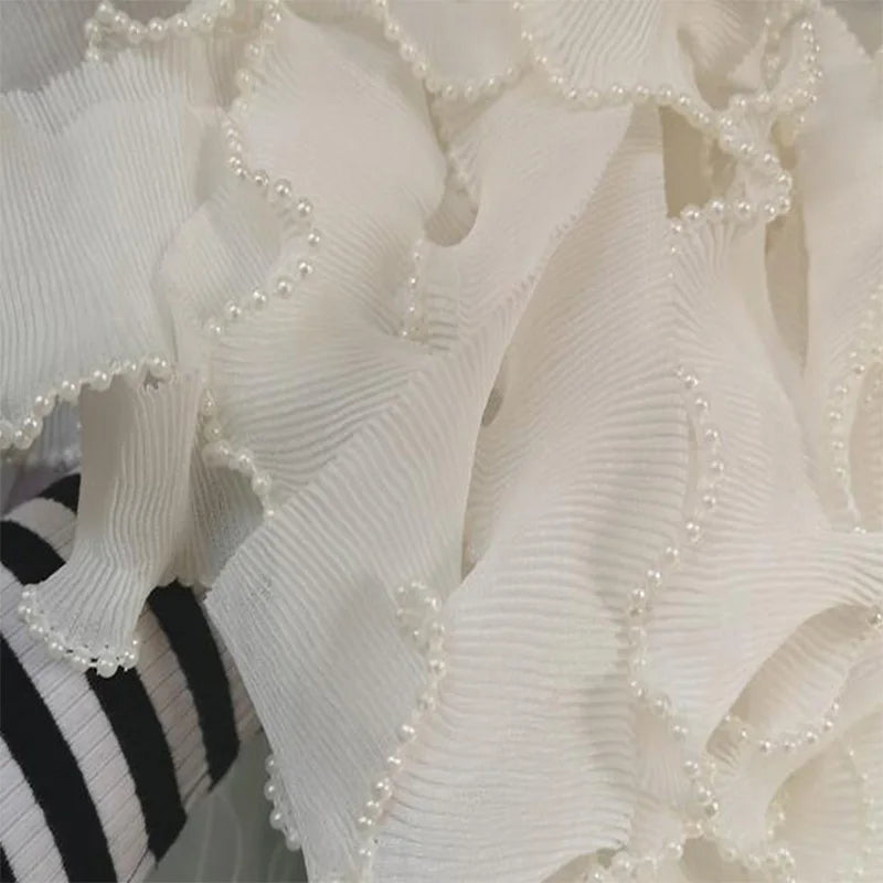 ruban blanc dentelle fleurs 6cm large semi transparent festif couture décoration robe