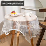 nappe dentelle florale table manger réutilisable polyester coton semi transparent beige clair vintage bohèmeextérieur