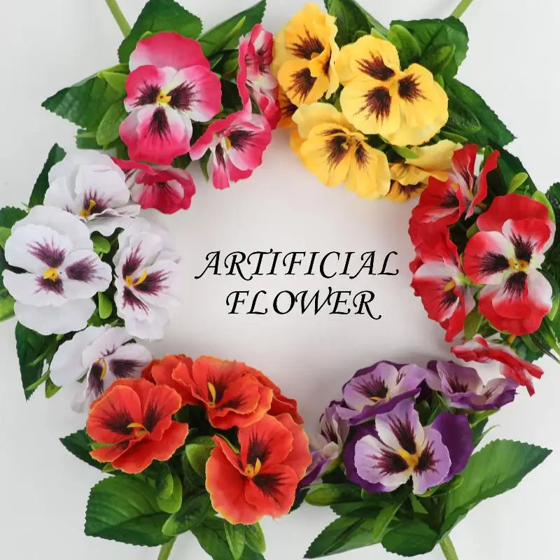 bouquets artificiels fleurs simples classiques rouge blanc rose jaune violetintérieur décoration maison fête