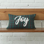 coussins brodés motif tartan vert rouge hoho joy noël decoration intérieure vintage moderne