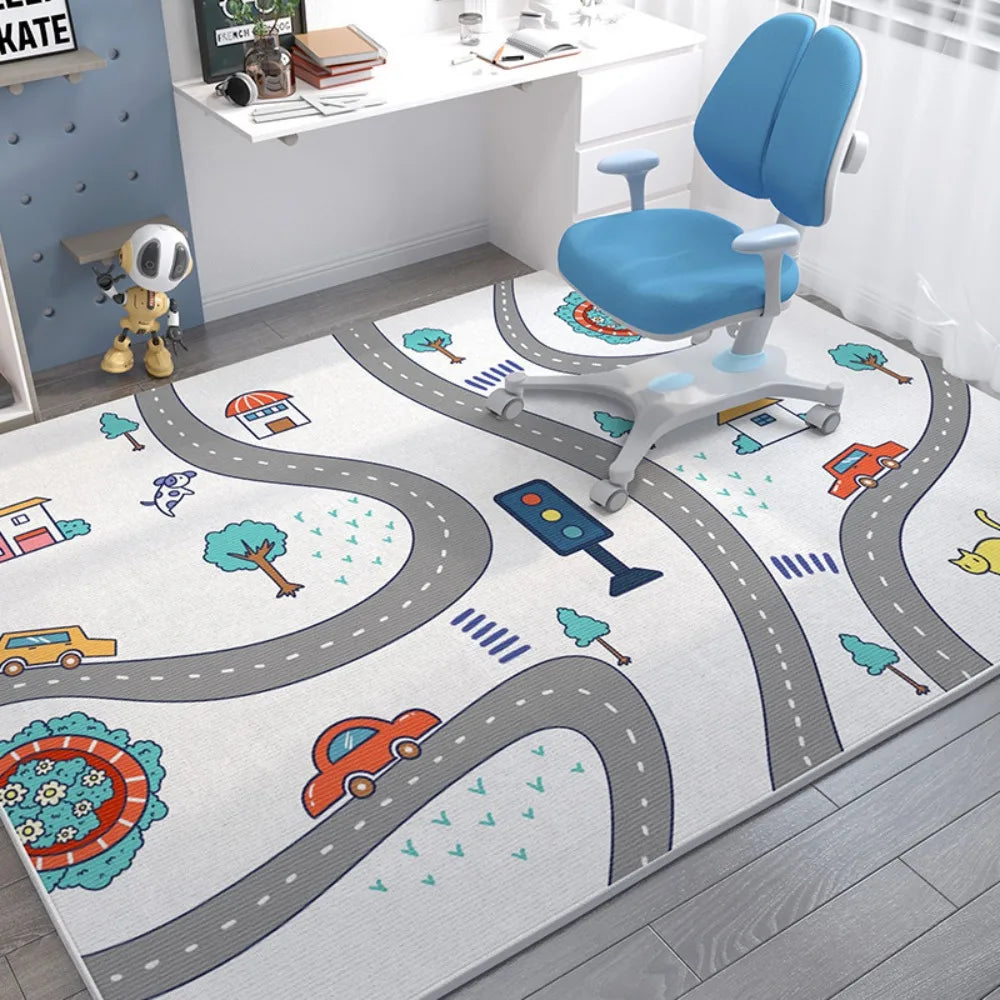 tapis sol enfant motif astronaute fusée espace chambre bébé salon décoration moderne bleu