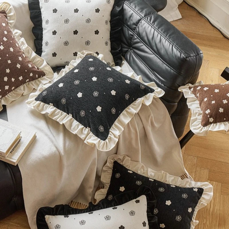 housse coussin vintage fleur beige noir marron français adhésif décoration intérieure voiture