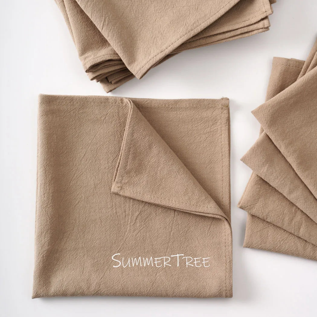 serviettes coton 40x40cm beige clair simple rustique réutilisables table maison party