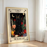 affiche murale tarot moderne nordique chat noir fleurs lunes étoiles décoration chambre salon