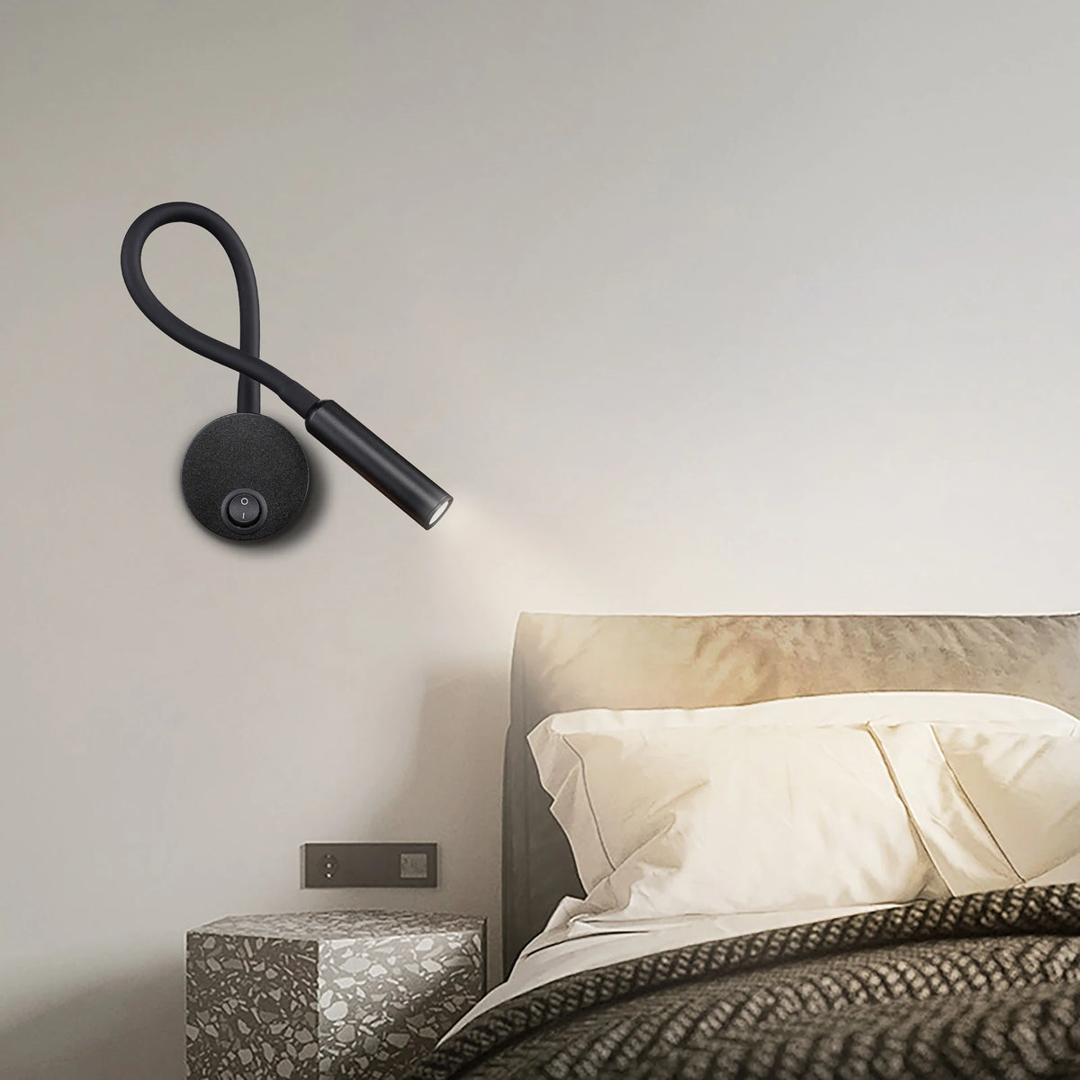 lampe murale led blanche moderne aluminium interrupteur cable chambre salon cuisine