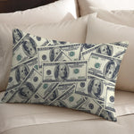housse coussin motif dollar moderne vert blanc bleu imprimé polyester coton fixation lit décoration