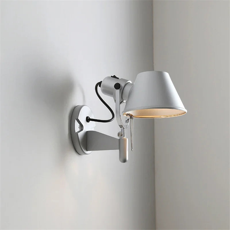 lampe murale articulée moderne noir gris blanc interrupteur fixations minimaliste led eléctrique