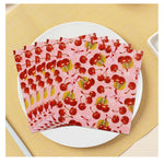 serviettes jetables rose clair cerises feuilles vertes fond rose moderne opaques pack 20PCS