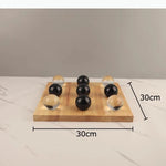 jeu boules noires transparentes modernes boîte rangement bois minimaliste lisses rondes