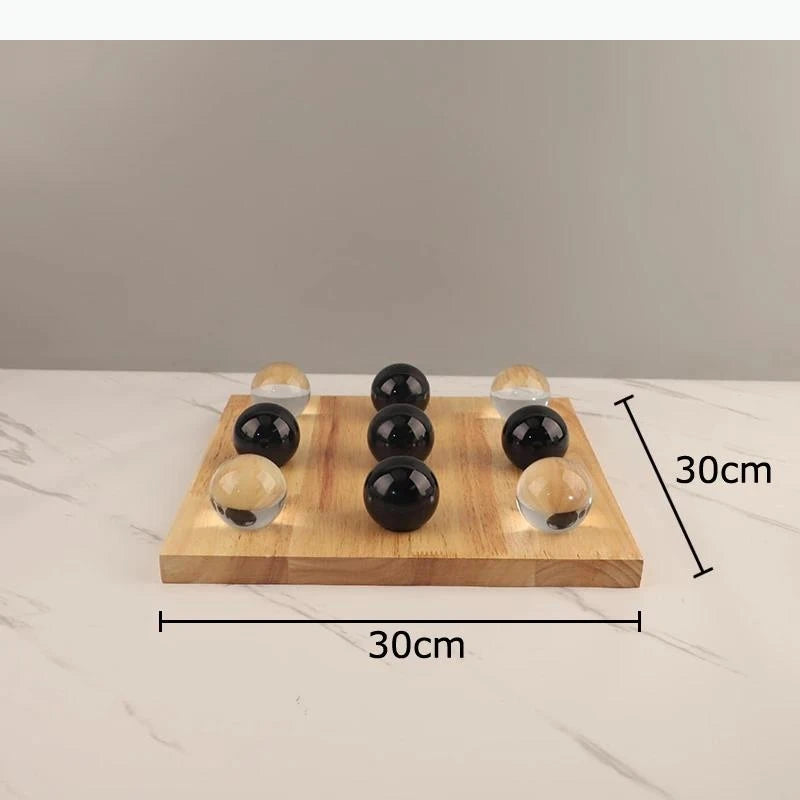 jeu boules noires transparentes modernes boîte rangement bois minimaliste lisses rondes
