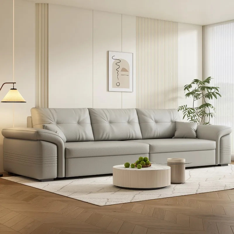 canapé moderne marron cuir lisse coussins forme minimaliste italien luxueux fixations
