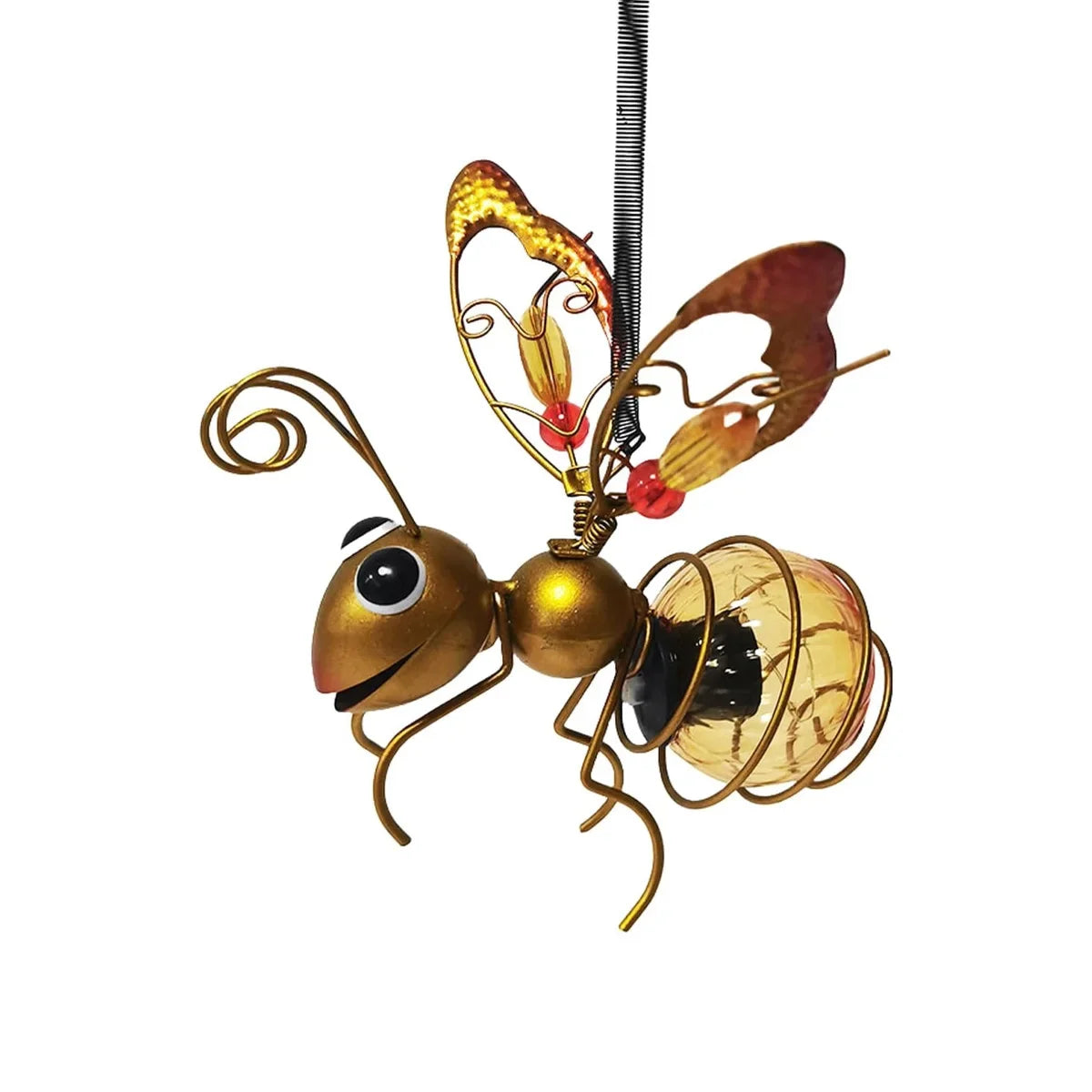décoration extérieure insecte métal led lumineuse or bleu violet roseSuspension