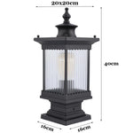 lampe jardin classique marron foncé transparente rayures verticales ip65 led e27 fixations aluminium