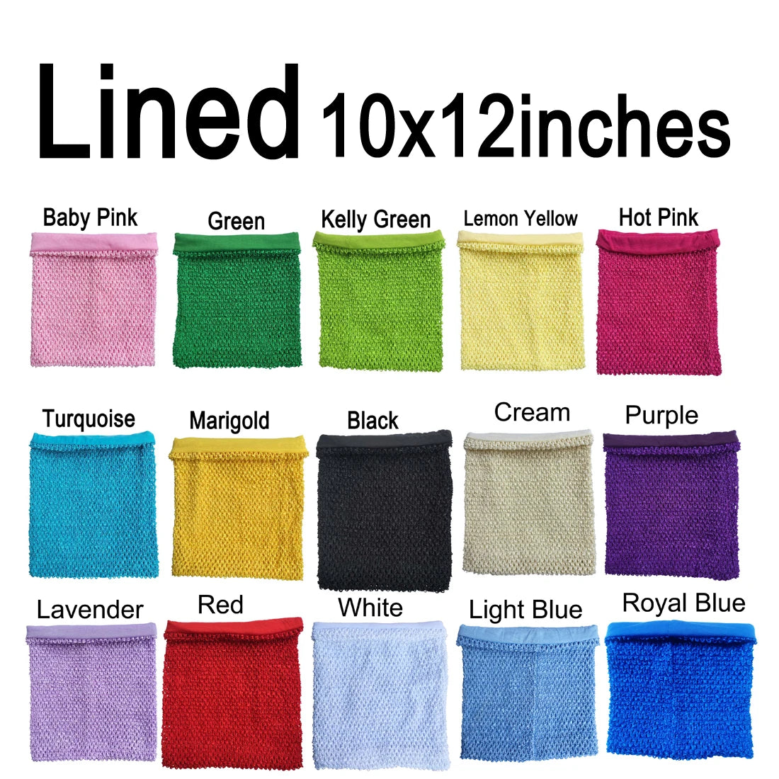pochettes maille violet jaune rose bleu opaques modernes 10x12 inches DIY tutu