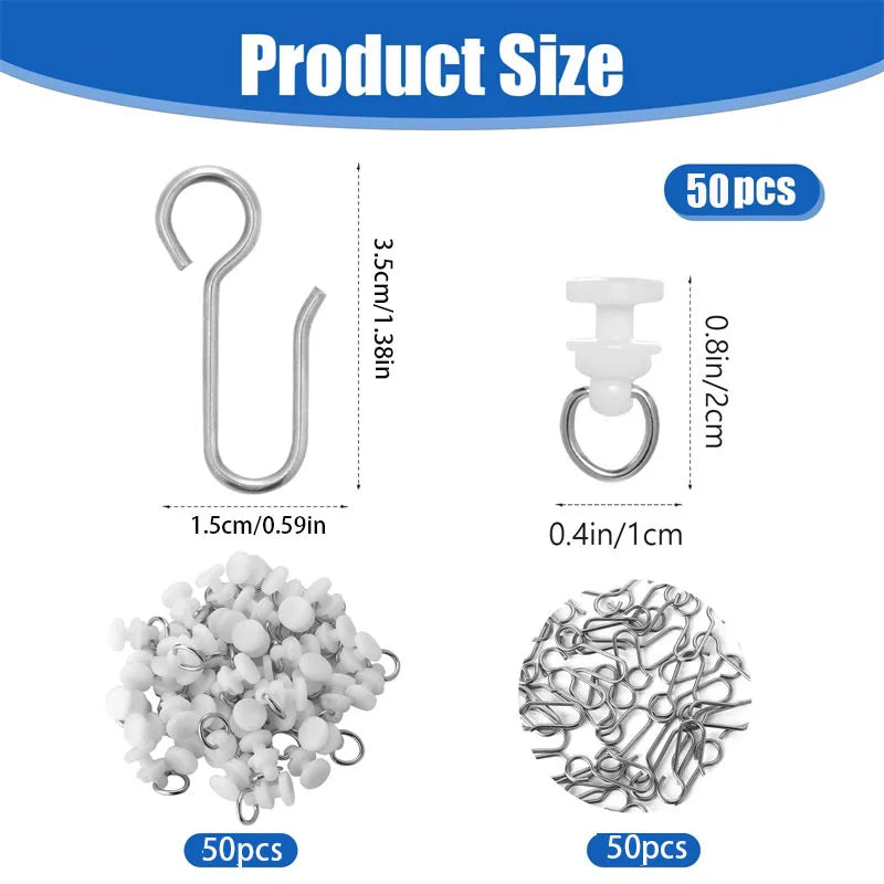 crochets rideau argentés modernes adhésifs 50pcs 35cmx15cm anneaux suspension 4cm