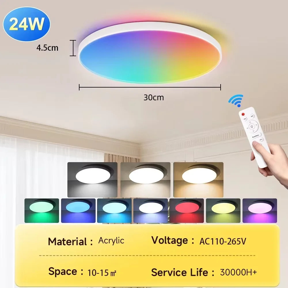 lampe led moderne blanc télécommande facile.surface mount 30w 40w 50w