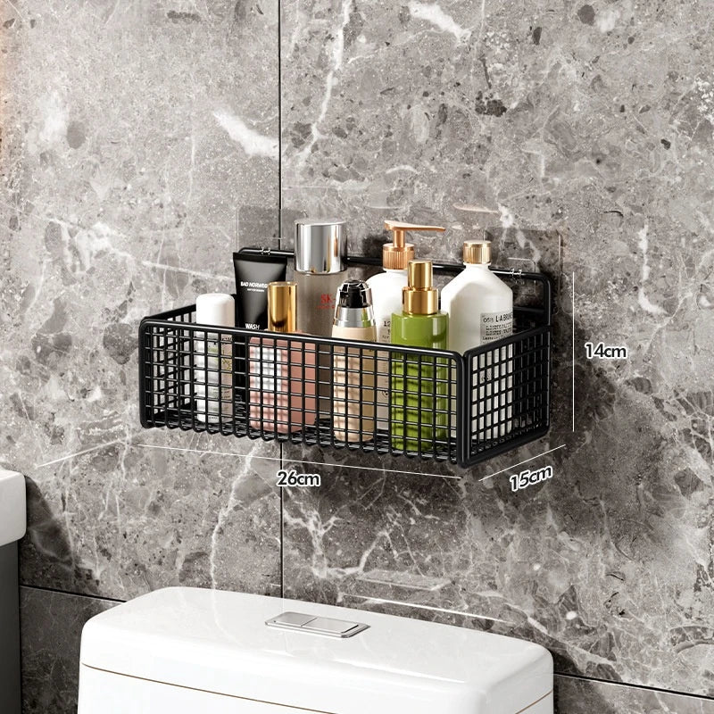 paniers rangement noir maille métallique adhésif moderne sans poinçon aluminium unique