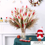 bouquet dried flowers naturel rouges blancs vase beige decoration maison anniversaire fete