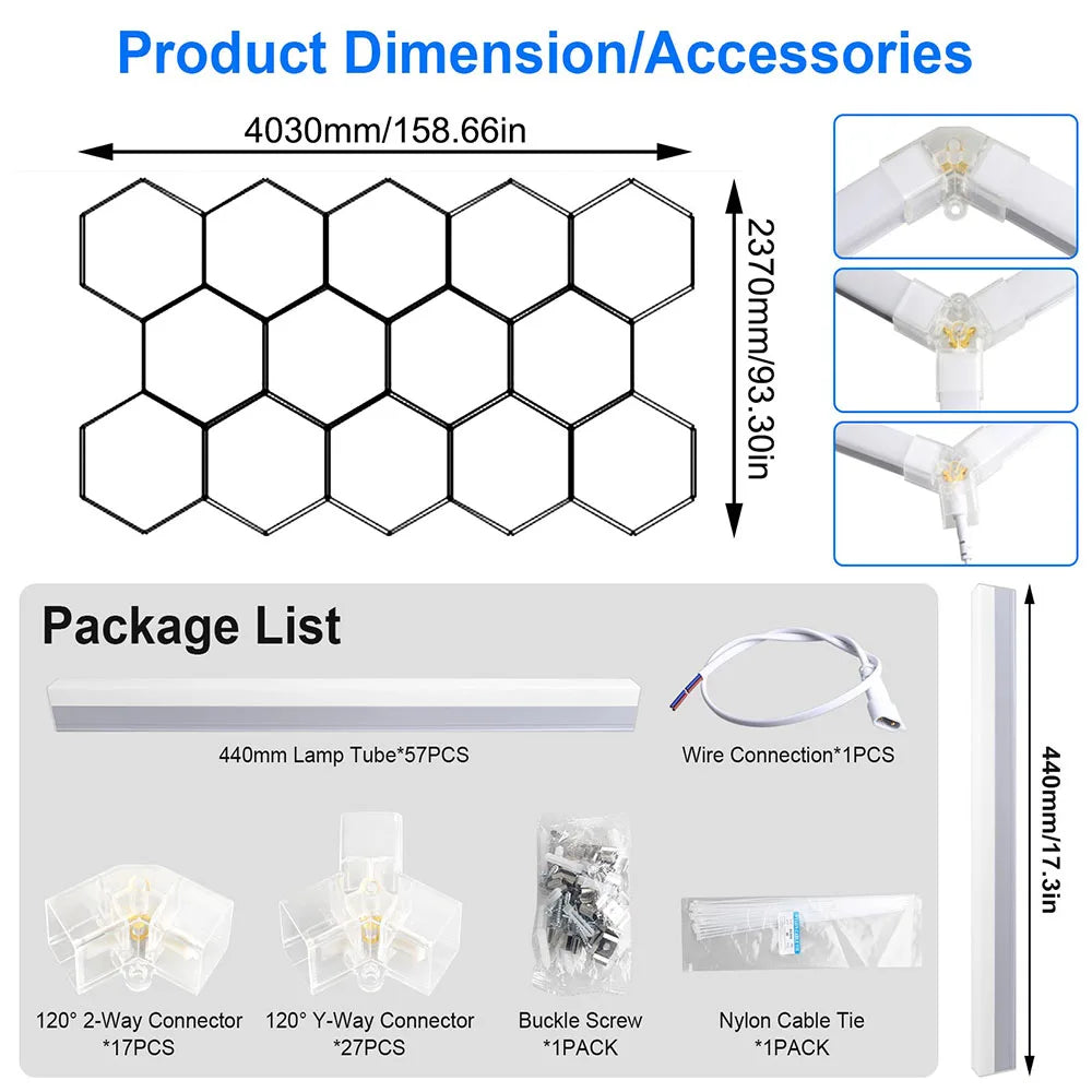 plafonnier led blanc moderne forme hexagonale nid d'abeille salon salle conférence
