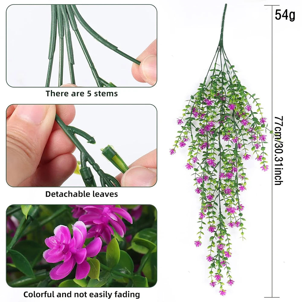 Guirlande suspendue artificielle fleurs vert rouge jaune violet blanc moderne 77cmintérieurDecoration