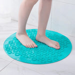 tapis bain circulaire texturé gris bleu vert moderne bordure relief 30cm 30cm