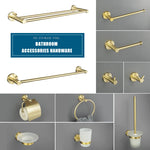 accessoires salle bain porte serviettes barres crochets dorés modernes métal brossé fixations vis incluses