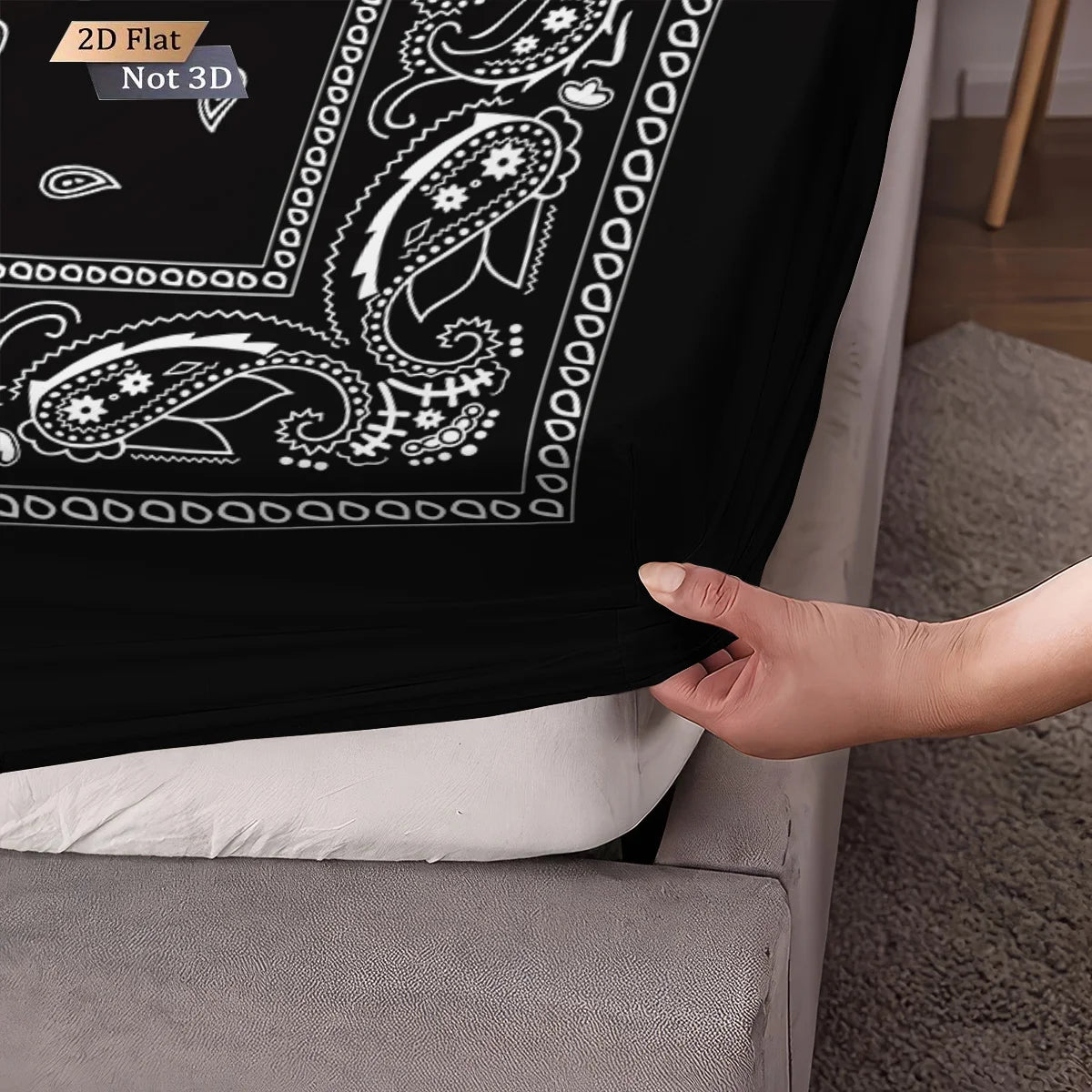 draps lit noir ornements floraux classique 100x191cm 120x200cm 140x200cm 180x200cm 200x220cm 3pièces