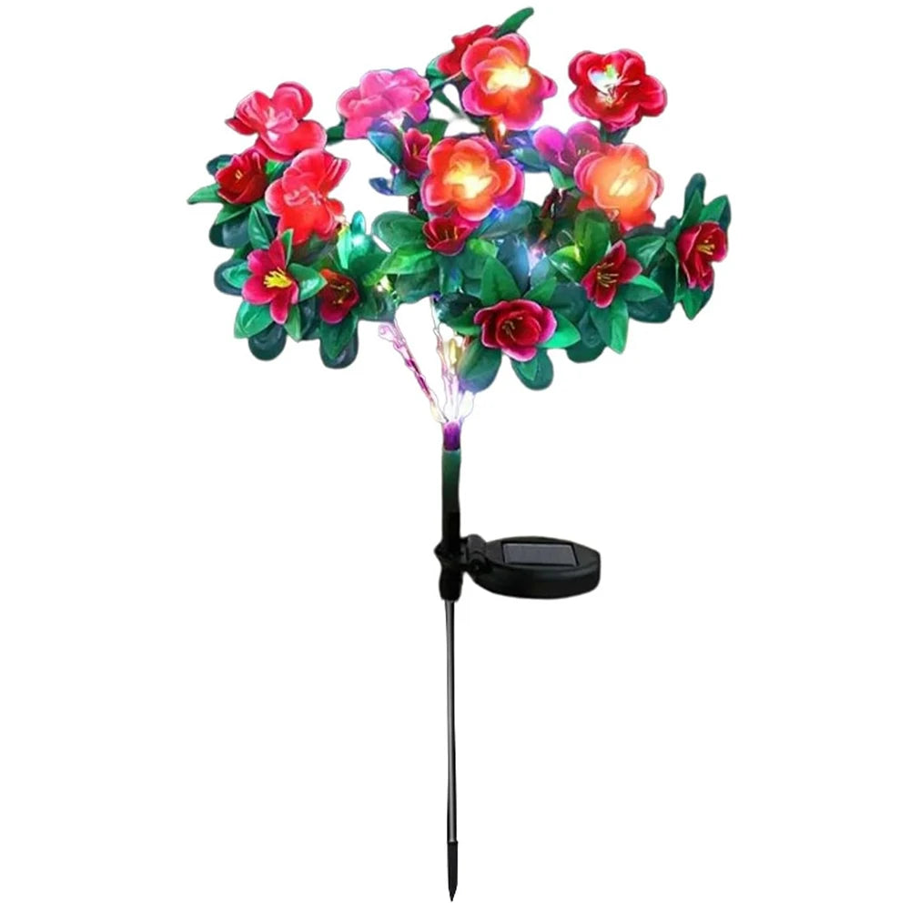 lumière solaire arbre décoratif fleurs artificielles moderne jardin vert rose rouge Jaune
