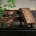 présentoir bois sculpté miniature théière vase décoration traditionnelle asiatique rétro ornements manuels marron foncé
