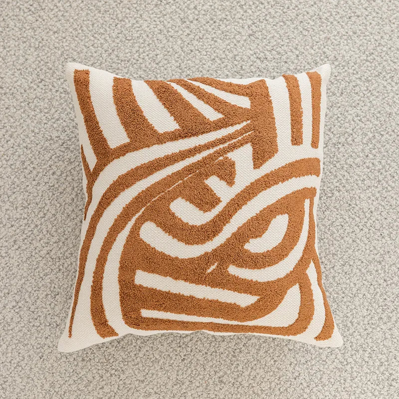 housse coussin polyester géométrique moderne marron blanc décoration canapé voiture
