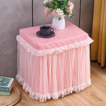 couvre table rose clair classique dentelle fronces coton polyester chambre coucher réutilisable texture solide
