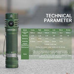 torche rechargeable led 1800lm vert noir ipx8 217mètres turbo mode