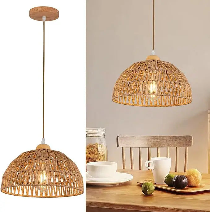abat jour tressé naturel rustique moderne opacité suspension 30cm 300mm