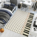 tapis moderne piano key polka dot bleu clair marron antidérapant intérieur extérieur chambre salon