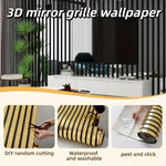 papier miroir 3D or rayures horizontales moderne adhésif imperméable chambre cuisine salon commerce